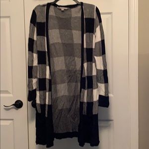 White buffalo check cardigan